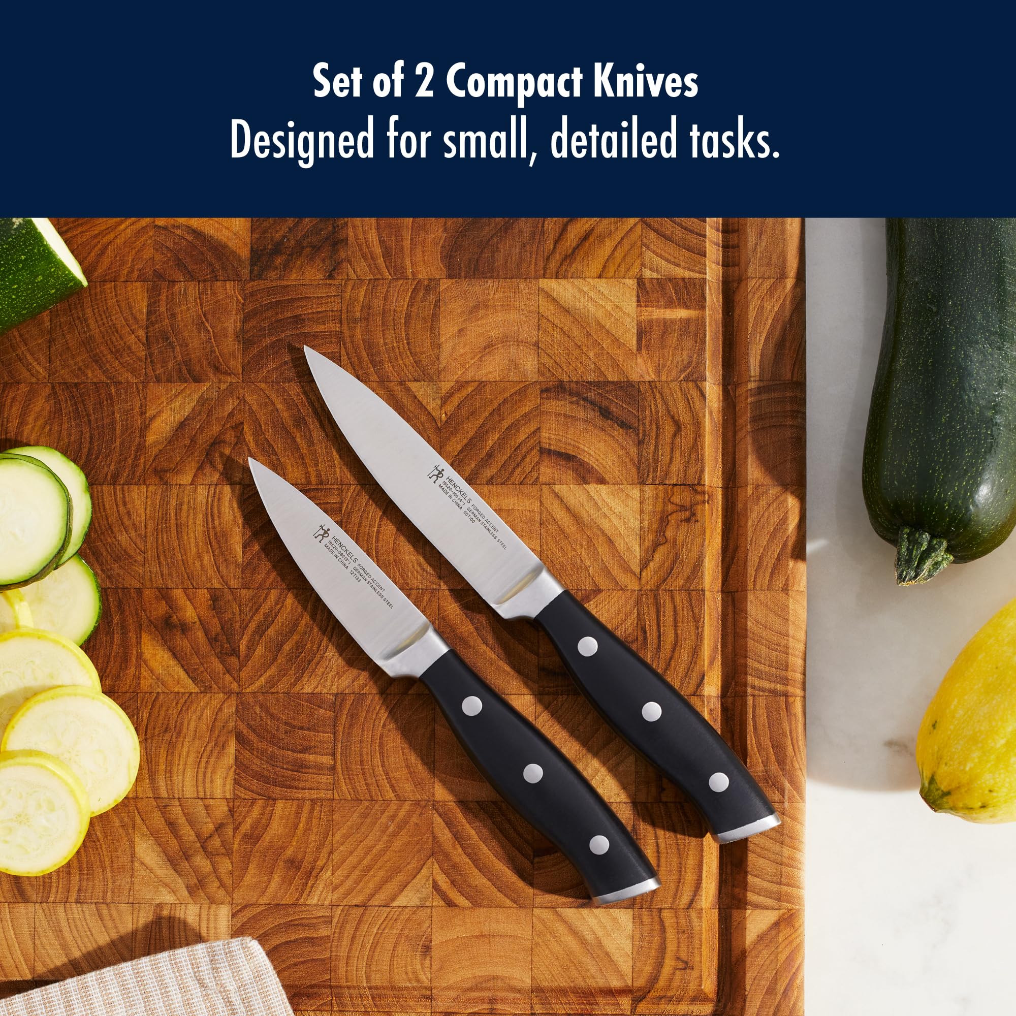 HENCKELS Forged Accent 3-inch paring knife for quick peeling and trimming.