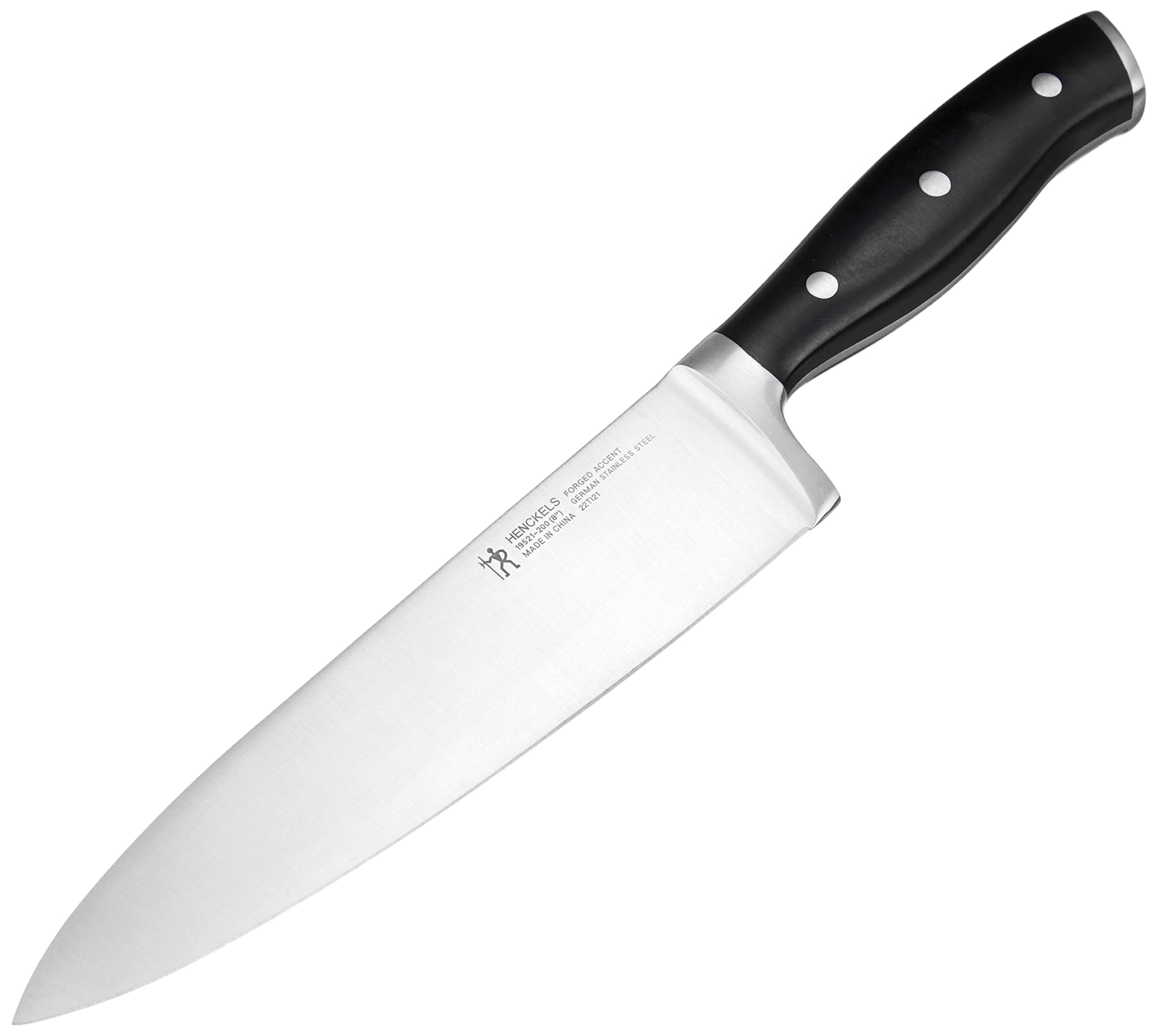 Henckels Forged Accent 8-inch knife during prep delivering smooth vegetable chopping.