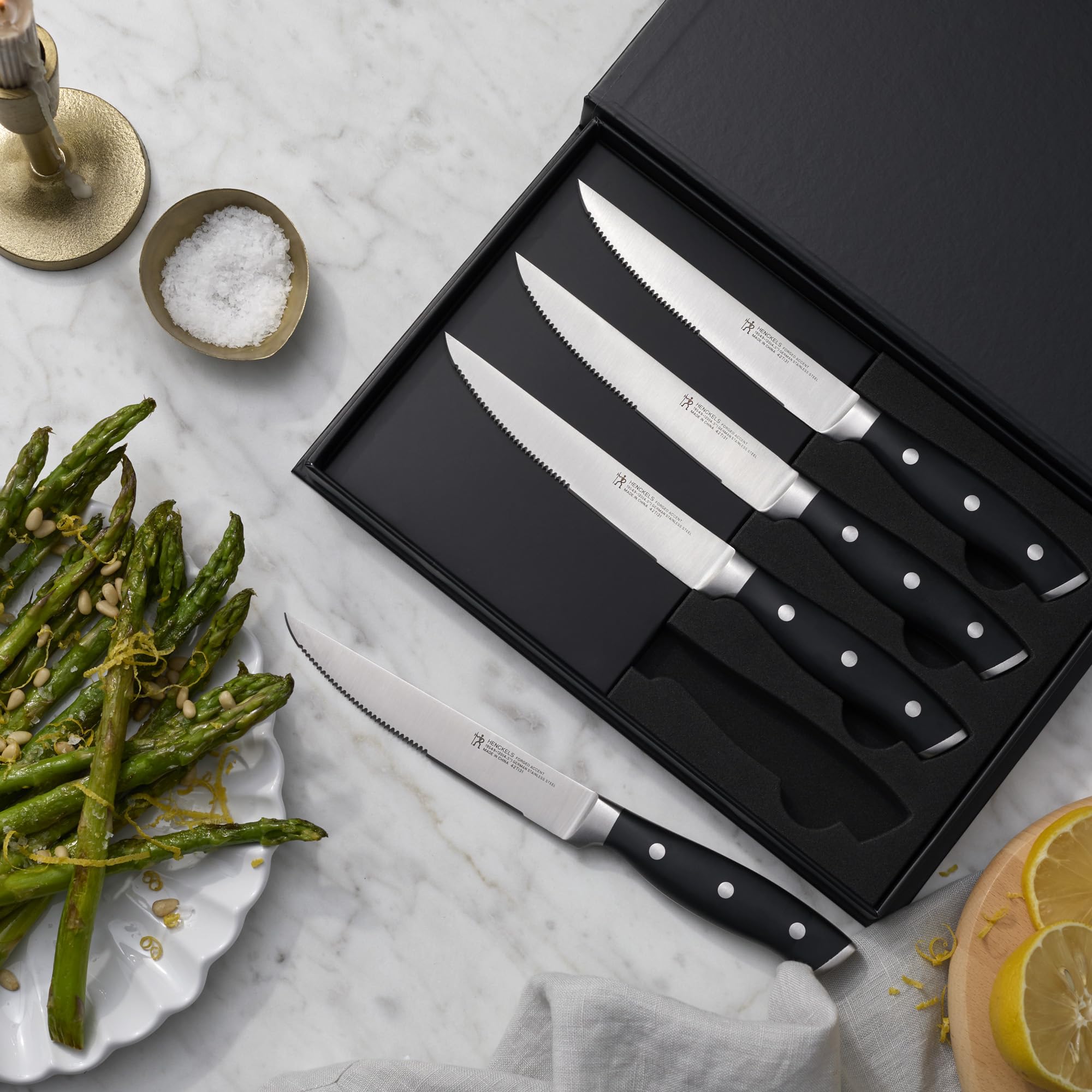 HENCKELS Forged Accent dishwasher-safe blades simplify cleanup and maintenance.