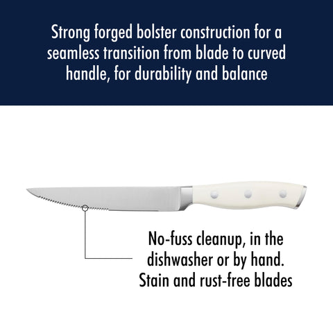 Henckels Forged Accent razor-sharp blade enhances cut performance.