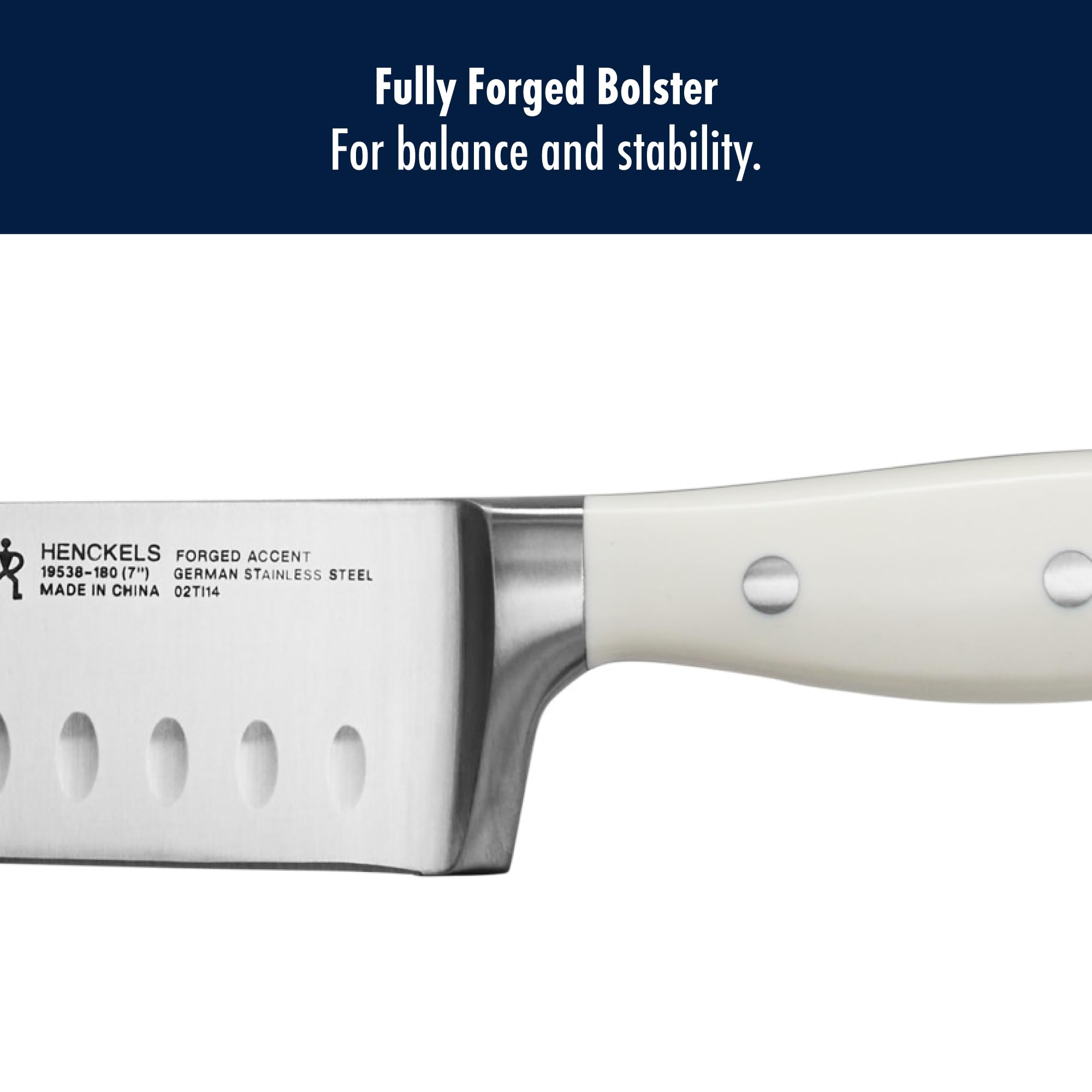 HENCKELS Forged Accent logo on blade signals trusted German engineering.