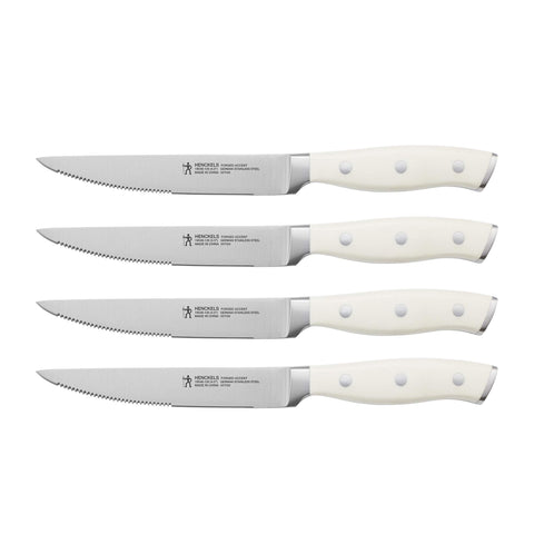 Henckels Forged Accent razor-sharp steak knife blade close-up for precise slicing.