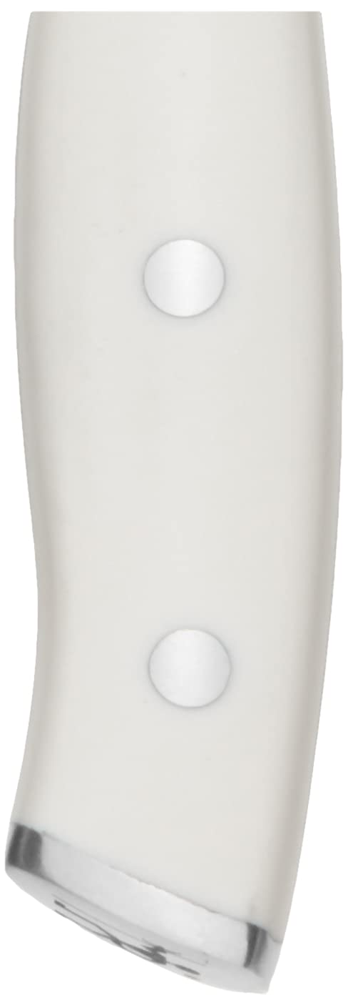 Henckels Forged Accent stainless steel endcap detail enhances balance.
