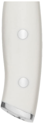 Henckels Forged Accent stainless steel endcap detail enhances balance.