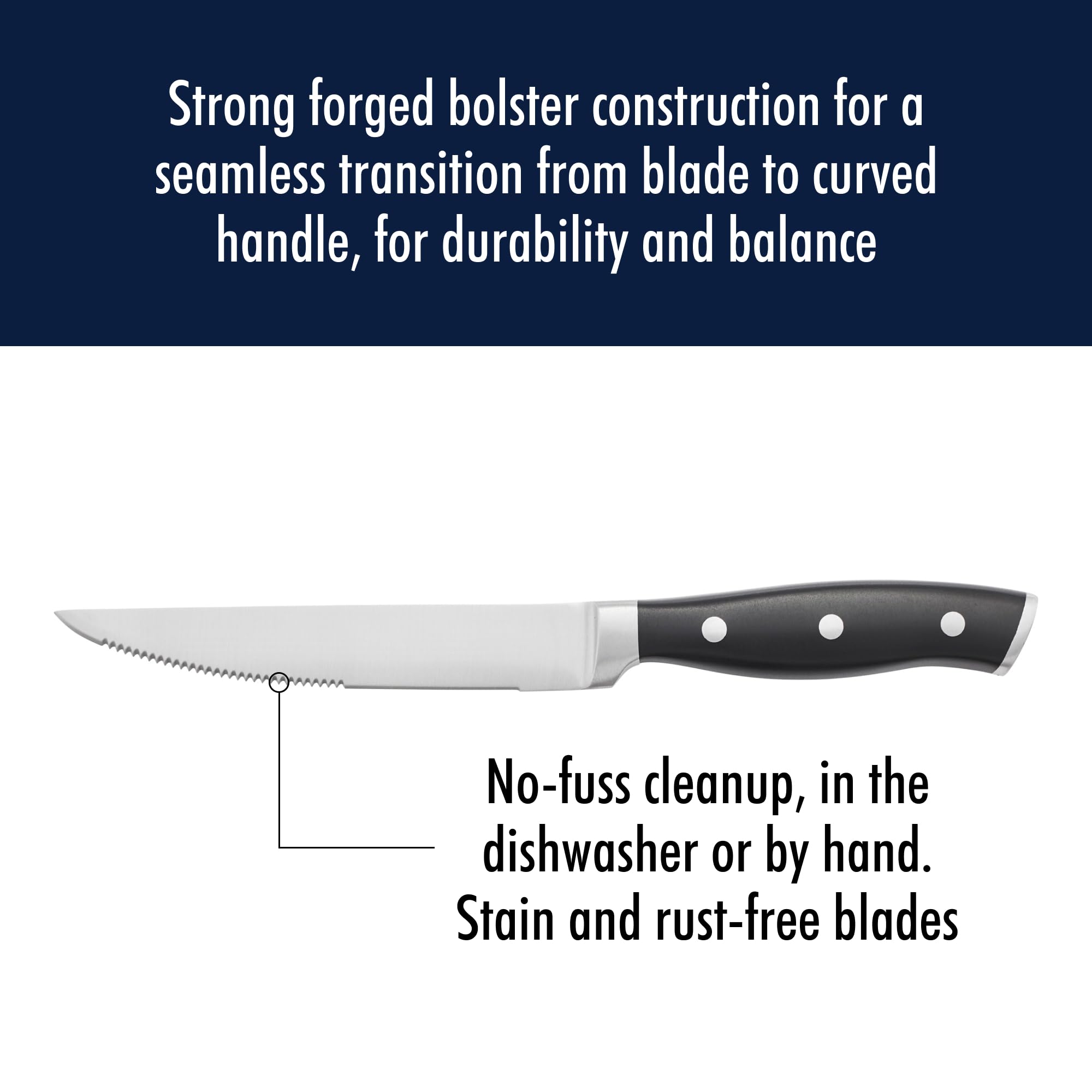 HENCKELS Forged Accent stainless endcap adds sleek detail and durability.