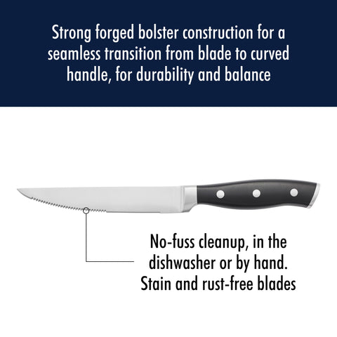 HENCKELS Forged Accent stainless endcap adds sleek detail and durability.