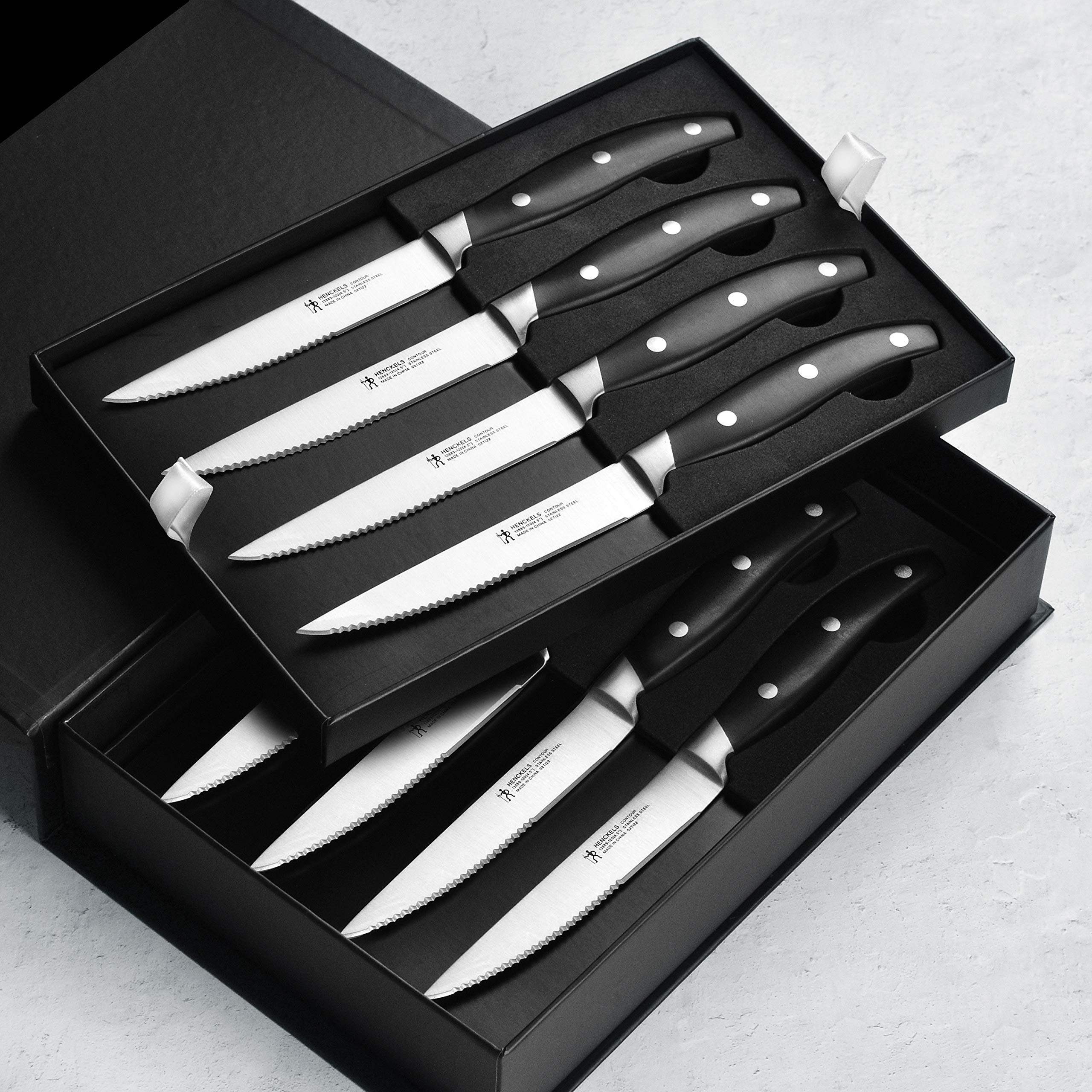 Henckels Forged Contour full tang offers solid grip and stability.