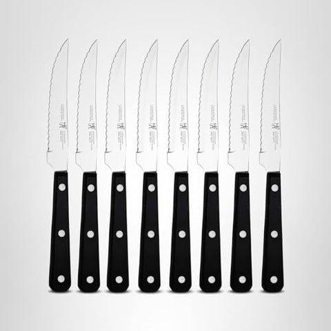 German-engineered steak knives showcased for premium performance.