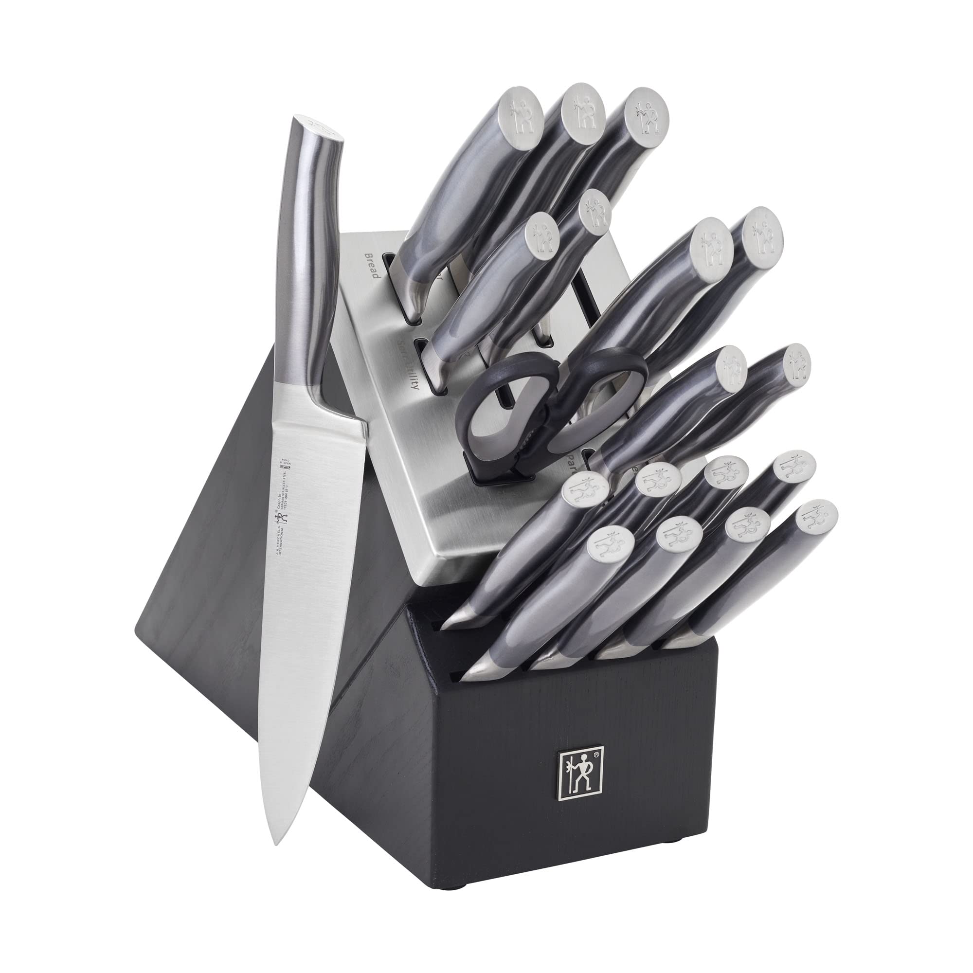 Henckels Graphite 20pc self-sharpening knife set block ready for everyday prep.