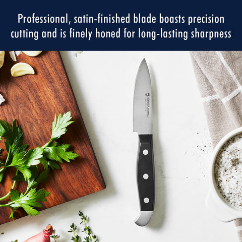 HENCKELS hardwood block offers sturdy knife storage.