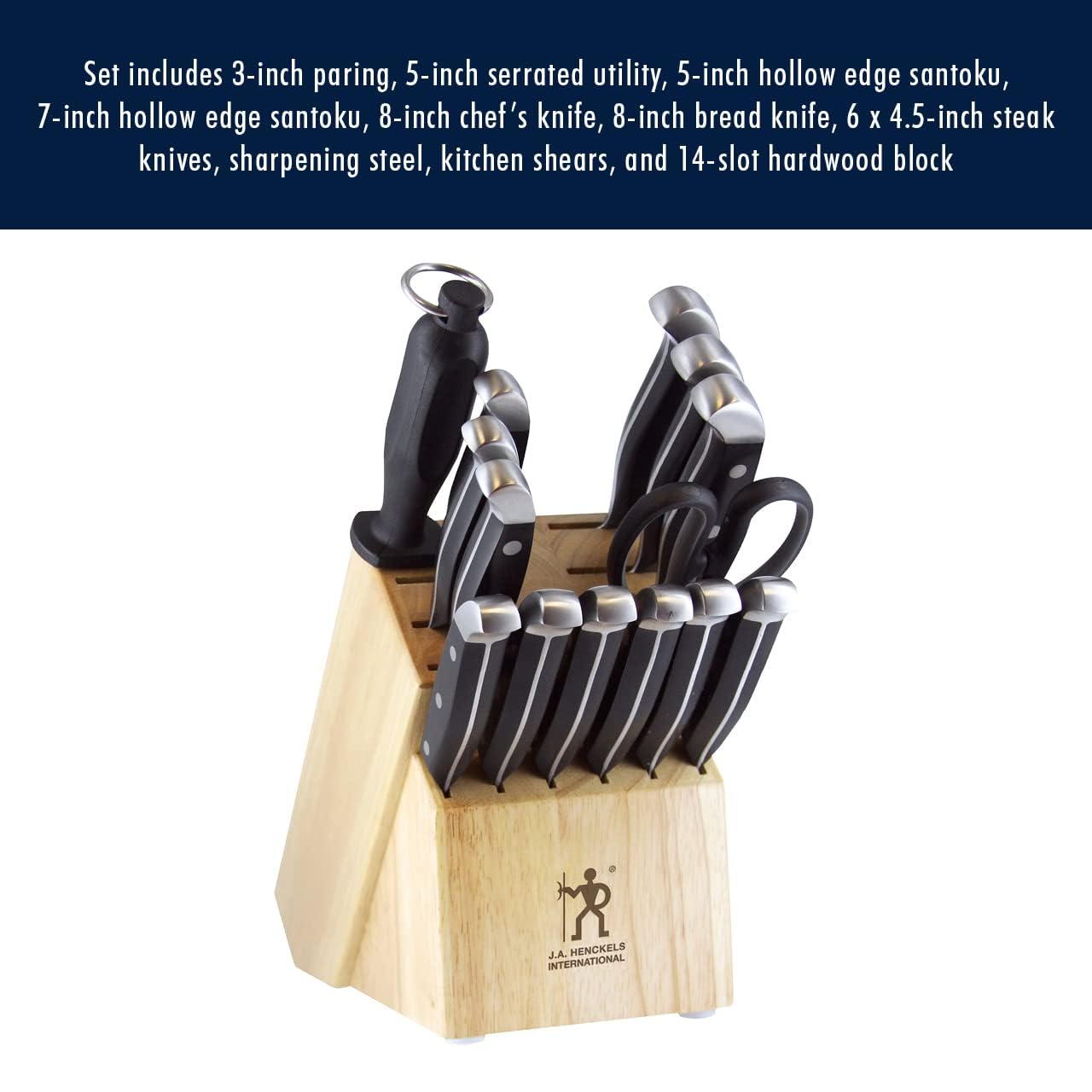 henckels hardwood knife block serves as sturdy storage