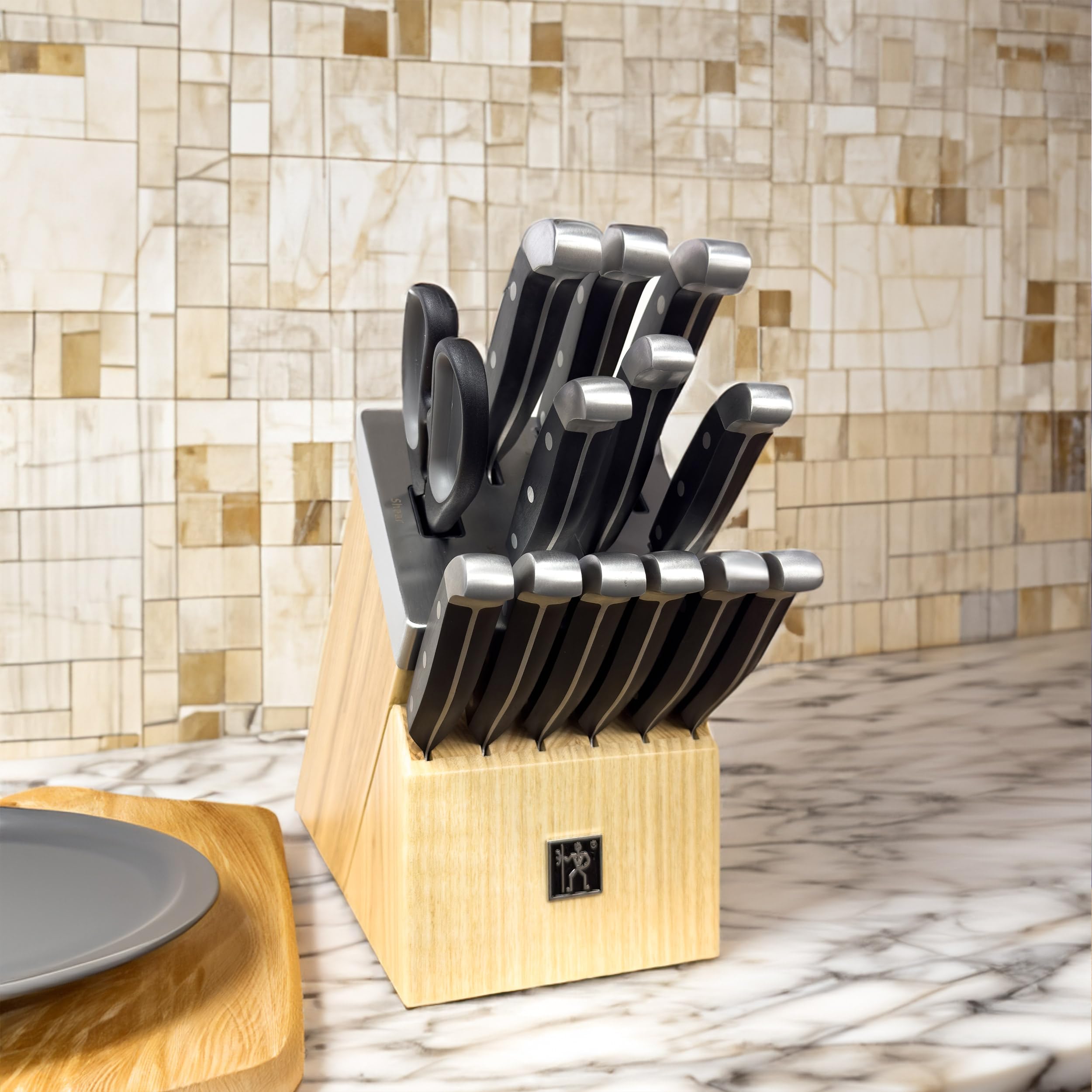 Henckels kitchen shears in-block ready for trimming tasks.