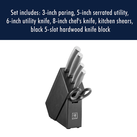 Henckels Modernist dishwasher-safe blades for easy cleanup after meals.