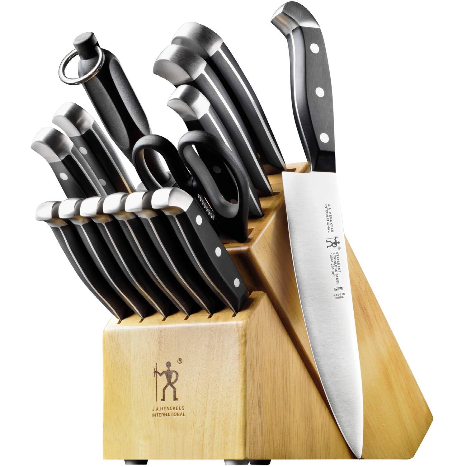 henckels premium knife block with the full 15-piece set for organized prep