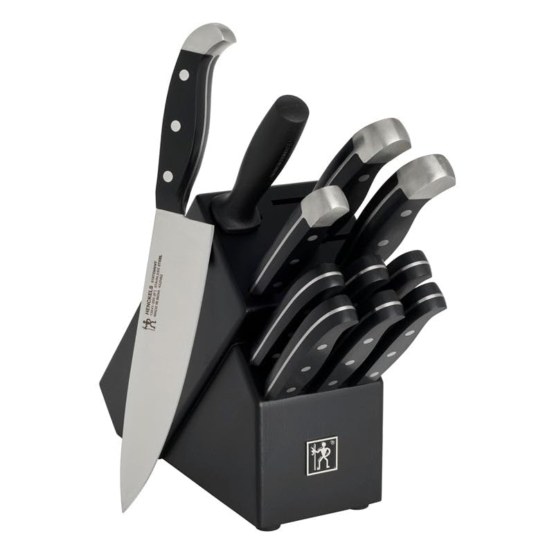 Henckels Statement 12-piece knife block set in black for versatile kitchen prep and organization