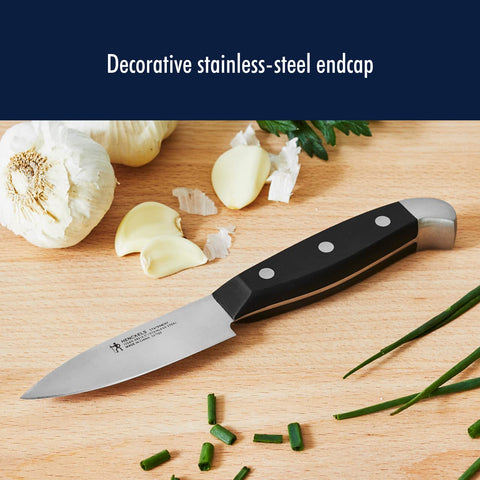 Henckels Statement 3-inch paring knife perfect for detailed peeling and trimming.