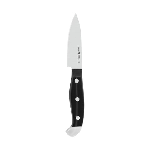 Henckels Statement paring knife blade close-up with ultra-sharp edge for precise cuts.