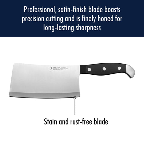 Henckels Statement cleaver in use slicing a large roast with ease.