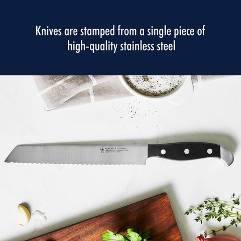 Henckels Statement 8-inch knife with ergonomic triple-rivet handle.