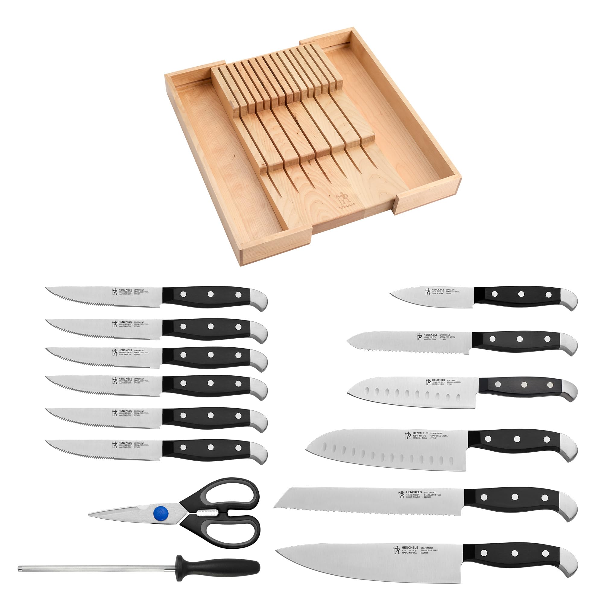 Henckels Statement durable beechwood drawer tray supports daily kitchen tasks.