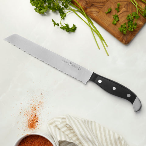 Henckels Statement bread knife slices sourdough and baguettes with ease.