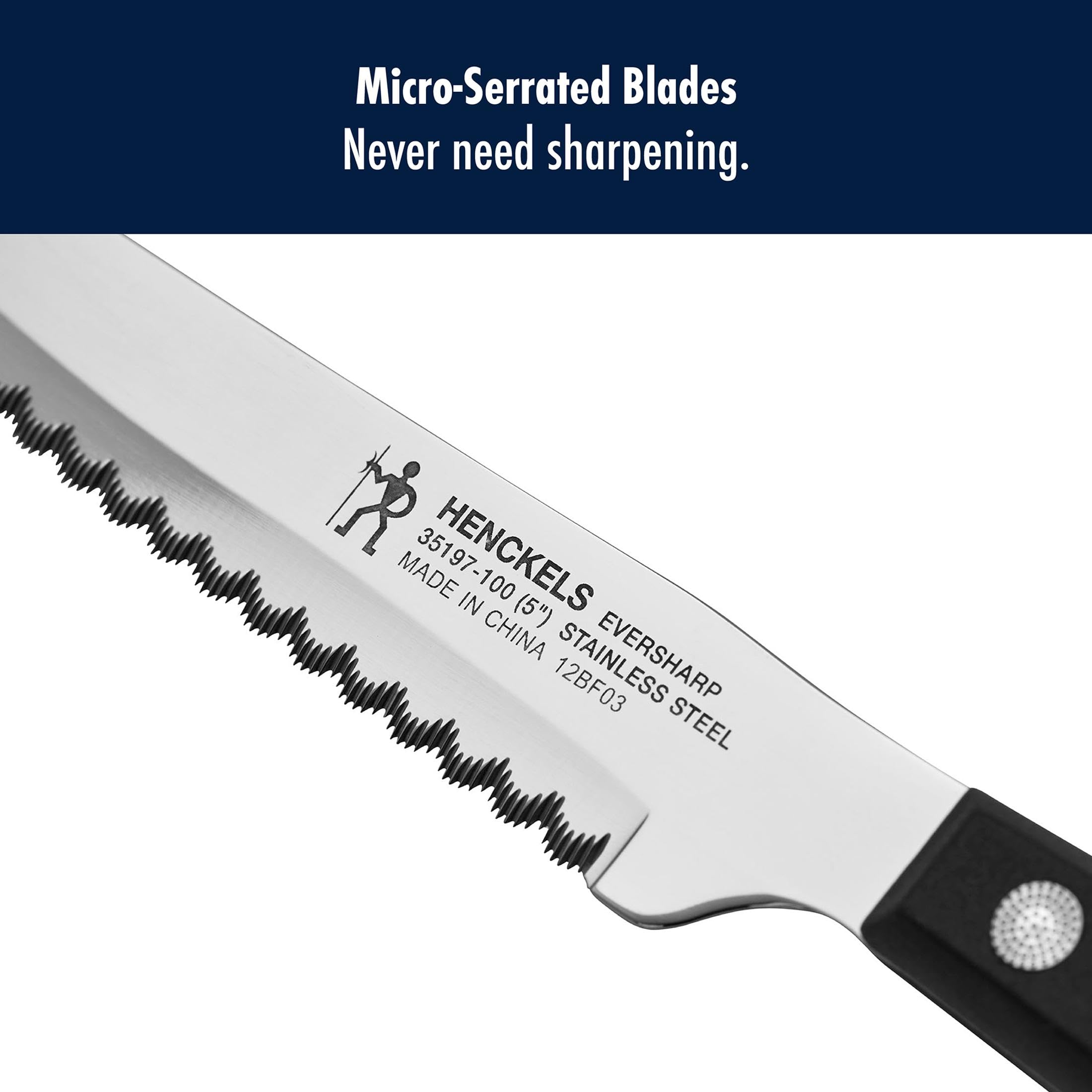 Triple riveted handles offer balanced control during meals.