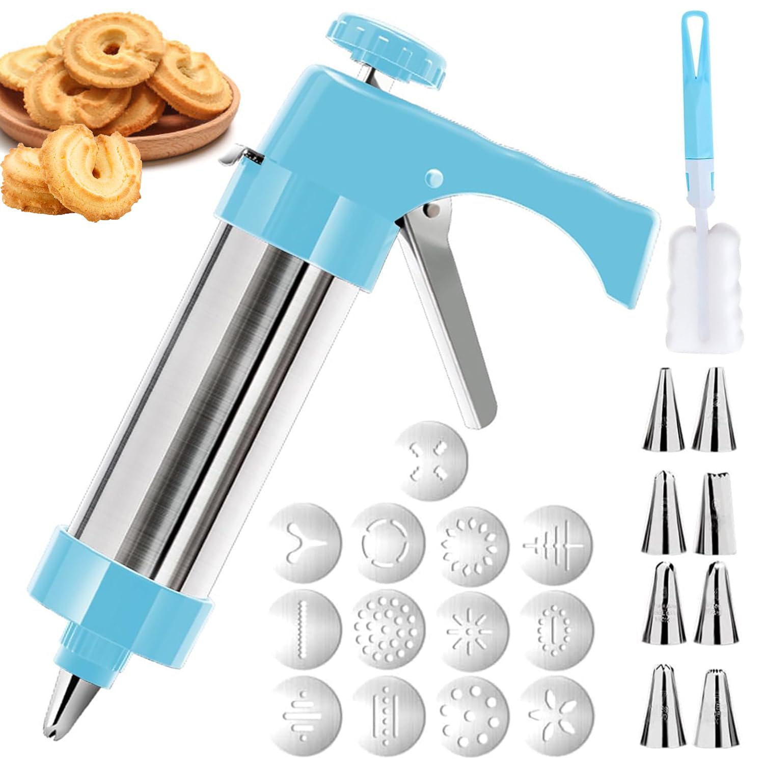 Hendiy cookie press kit with 13 discs for versatile shapes