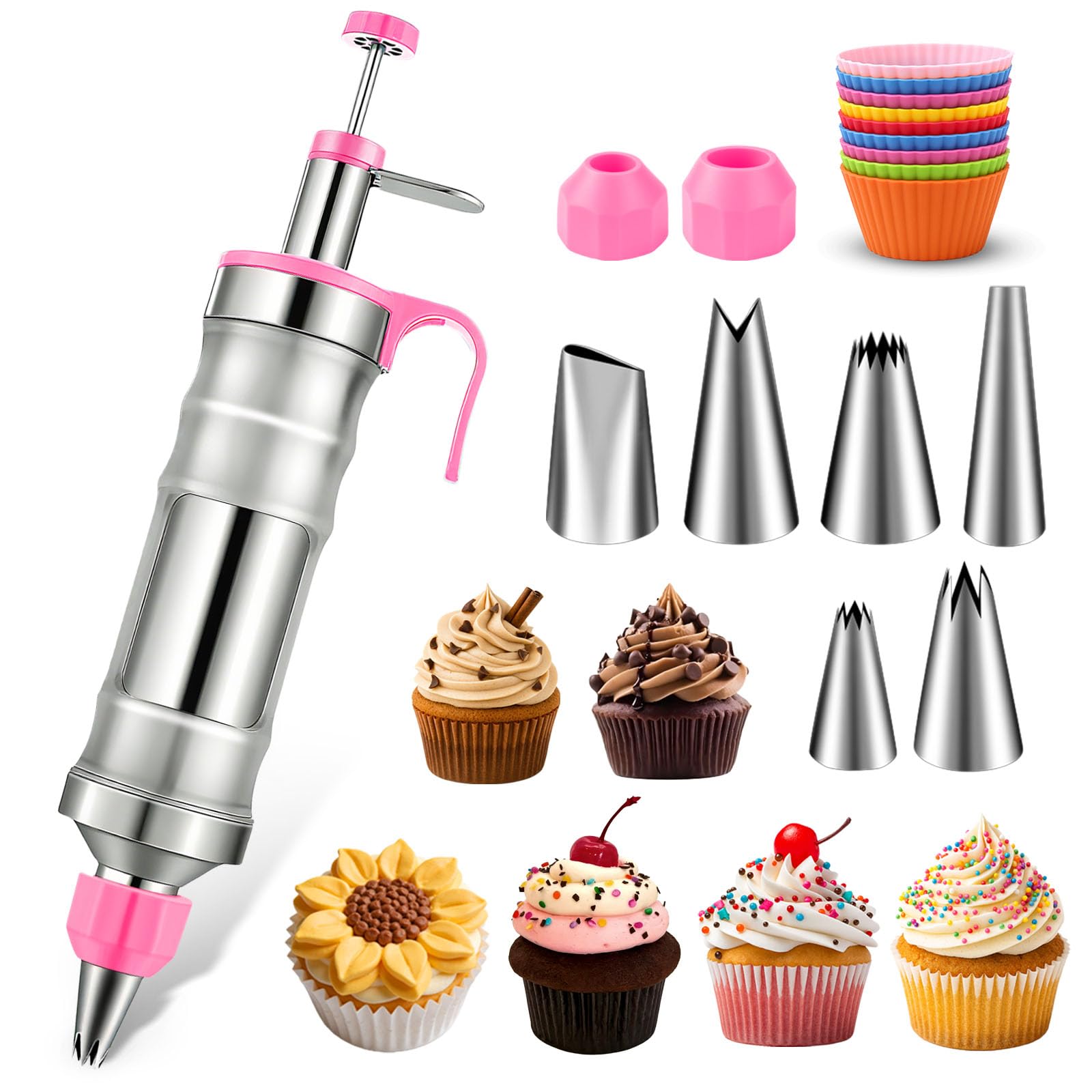 Hendiy dessert decorating syringe set with frosting gun for precise cake detailing.