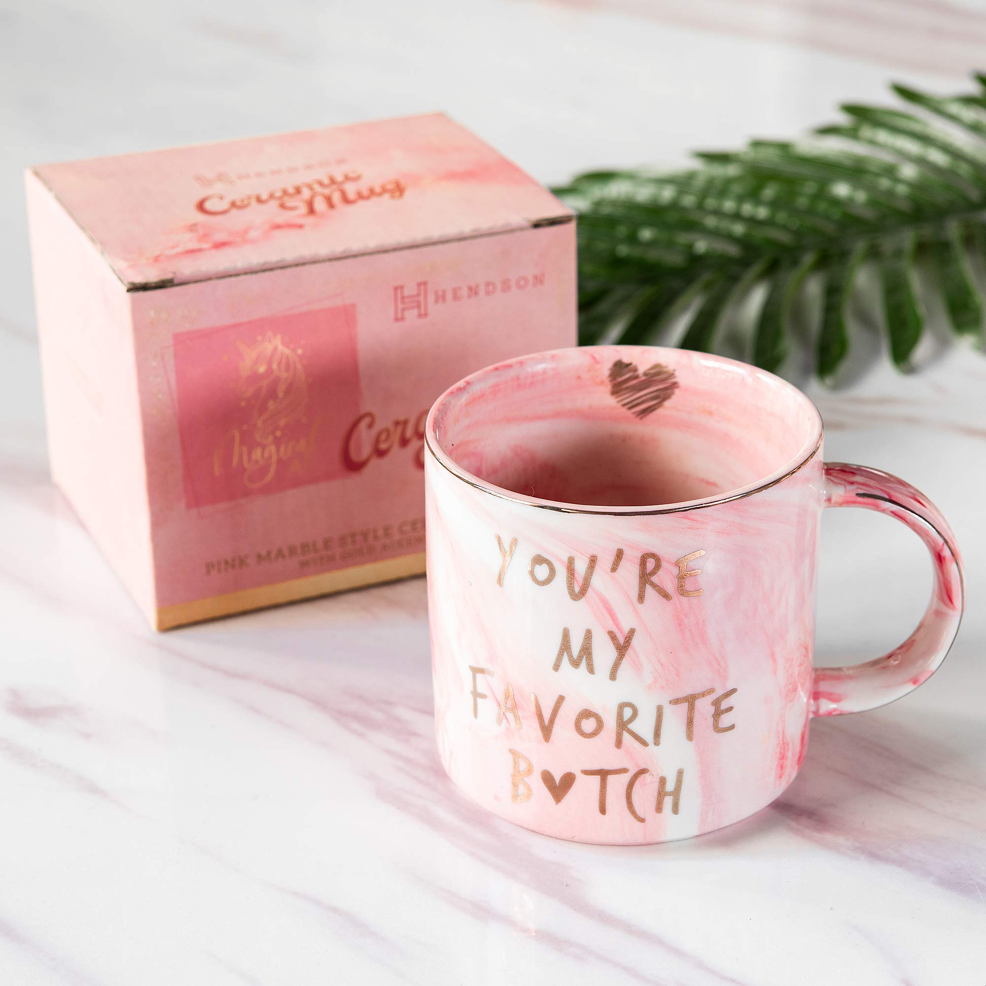 Hendson funny BFF mug with bold gold lettering for laughs.