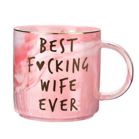 Hendson marble ceramic coffee mug front view, premium finish