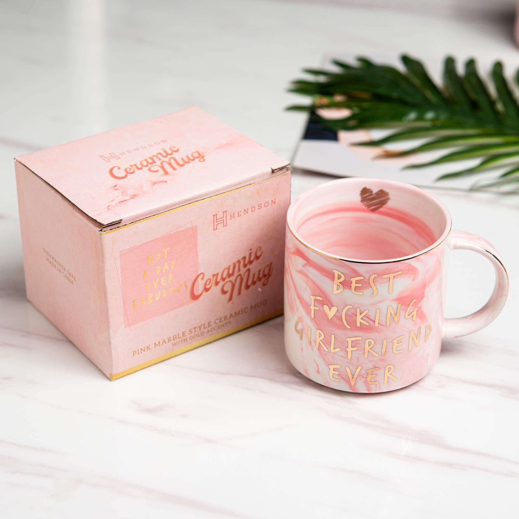 Hendson pink mug in romantic gift box, ideal for special occasions.