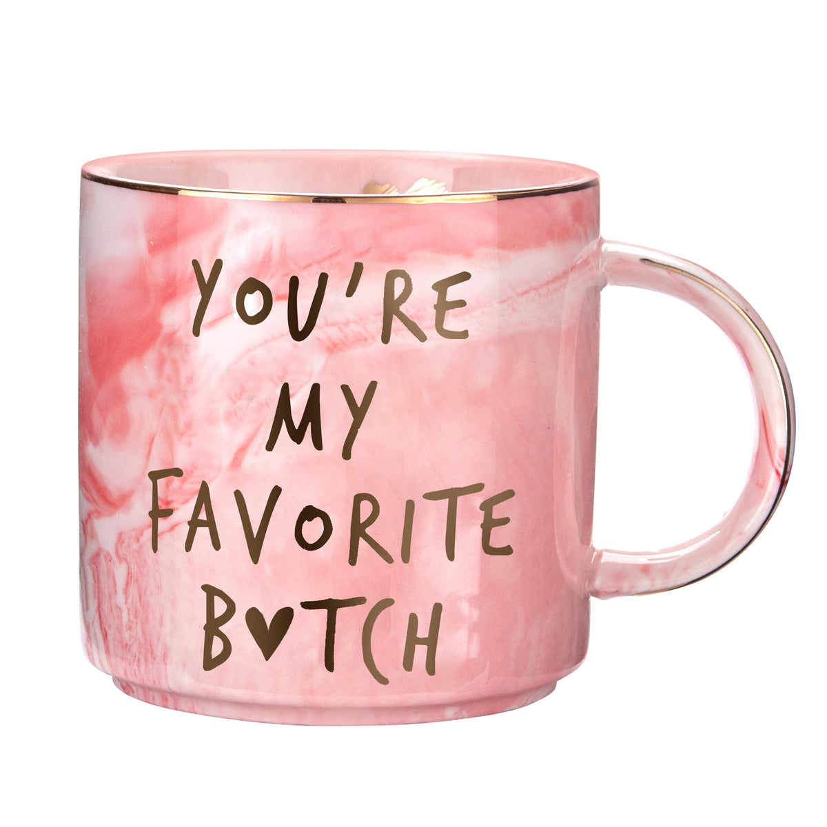 Hendson You're My Favorite pink marble mug, ideal for gifting besties.