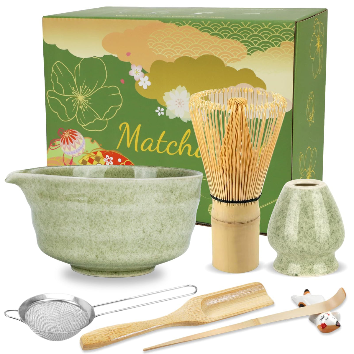 HengLiSam matcha bowl with spout for clean pouring and elegant tea service.