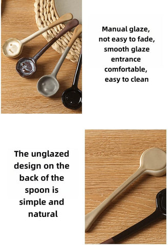 HengYuhating handmade spoon with smooth glaze for comfortable grip.