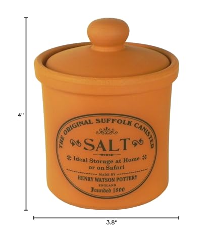 Henry Watson salt jar sits neatly on counters for quick seasoning access