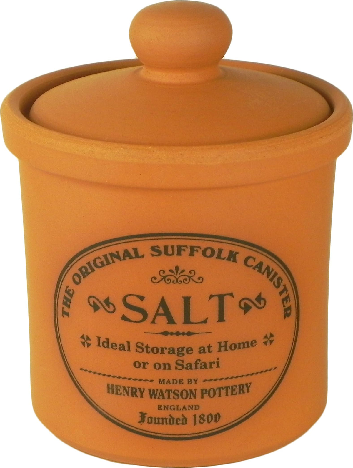 Henry Watson salt jar with unglazed terracotta texture for moisture regulation in kitchens