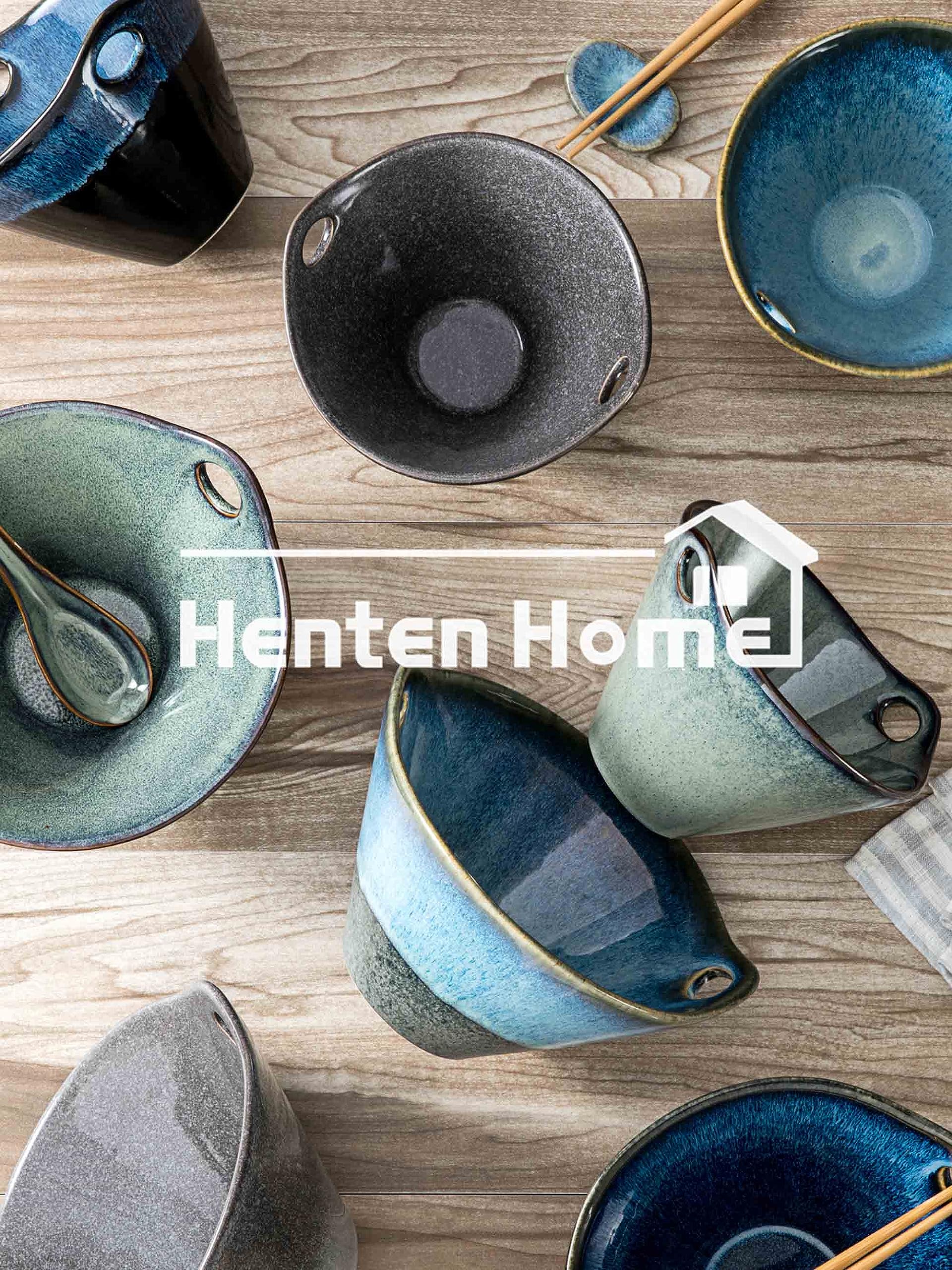Henten Home reactive glaze close-up highlights rich teal color.
