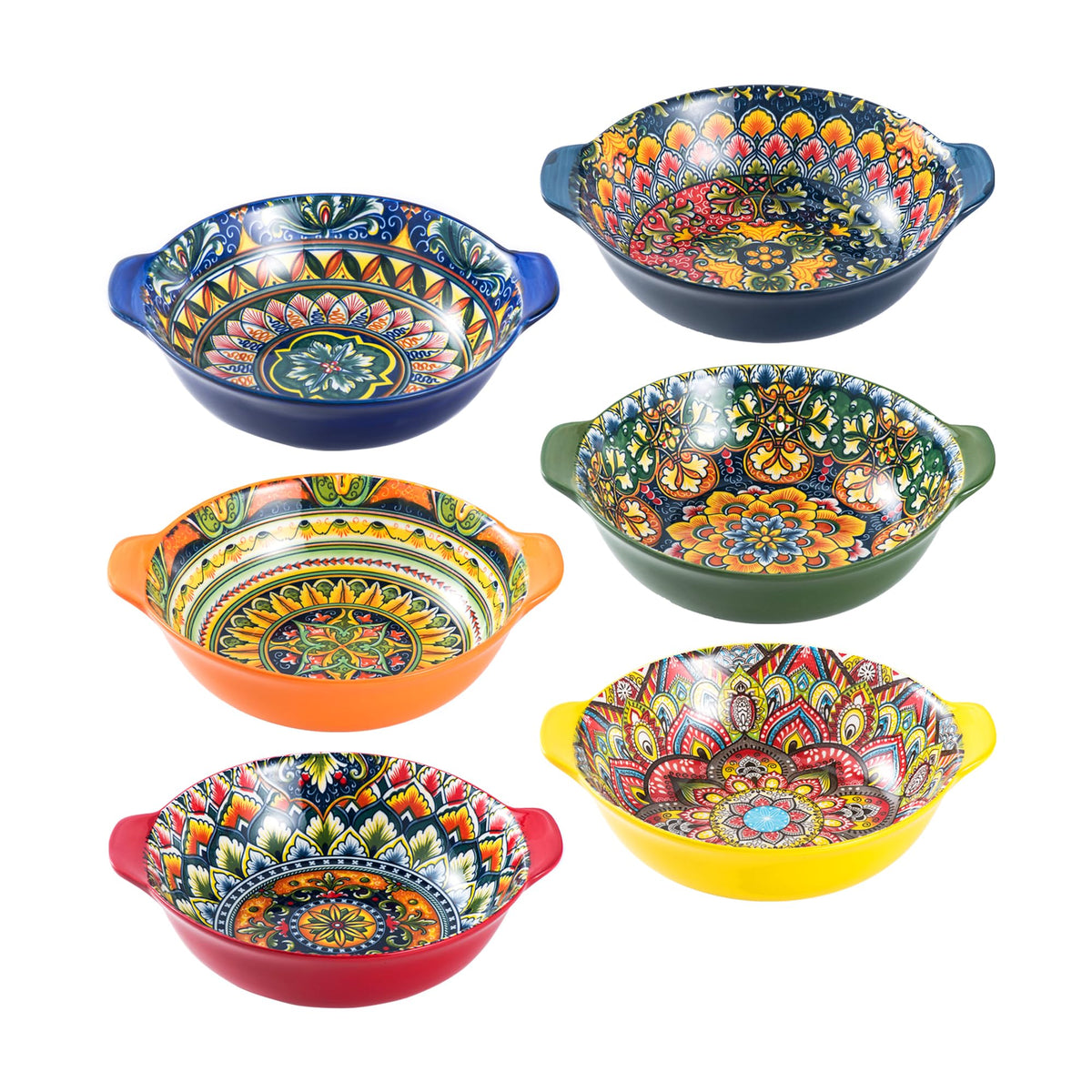 Henten Home soup bowls with bohemian pattern inside and outside for stylish serving.