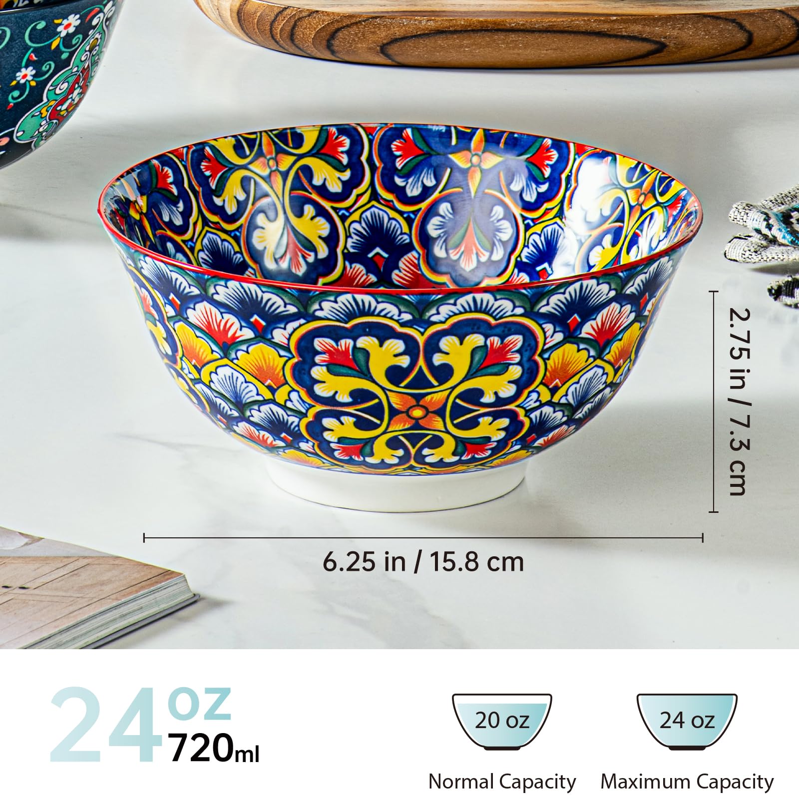 HENXFEN LEAD 24oz capacity bowls offer generous portions for cereals.