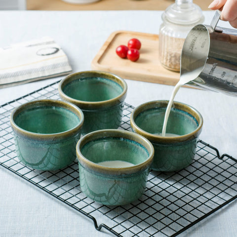 HENXFEN LEAD 8 oz ramekins stackable design saves cupboard space