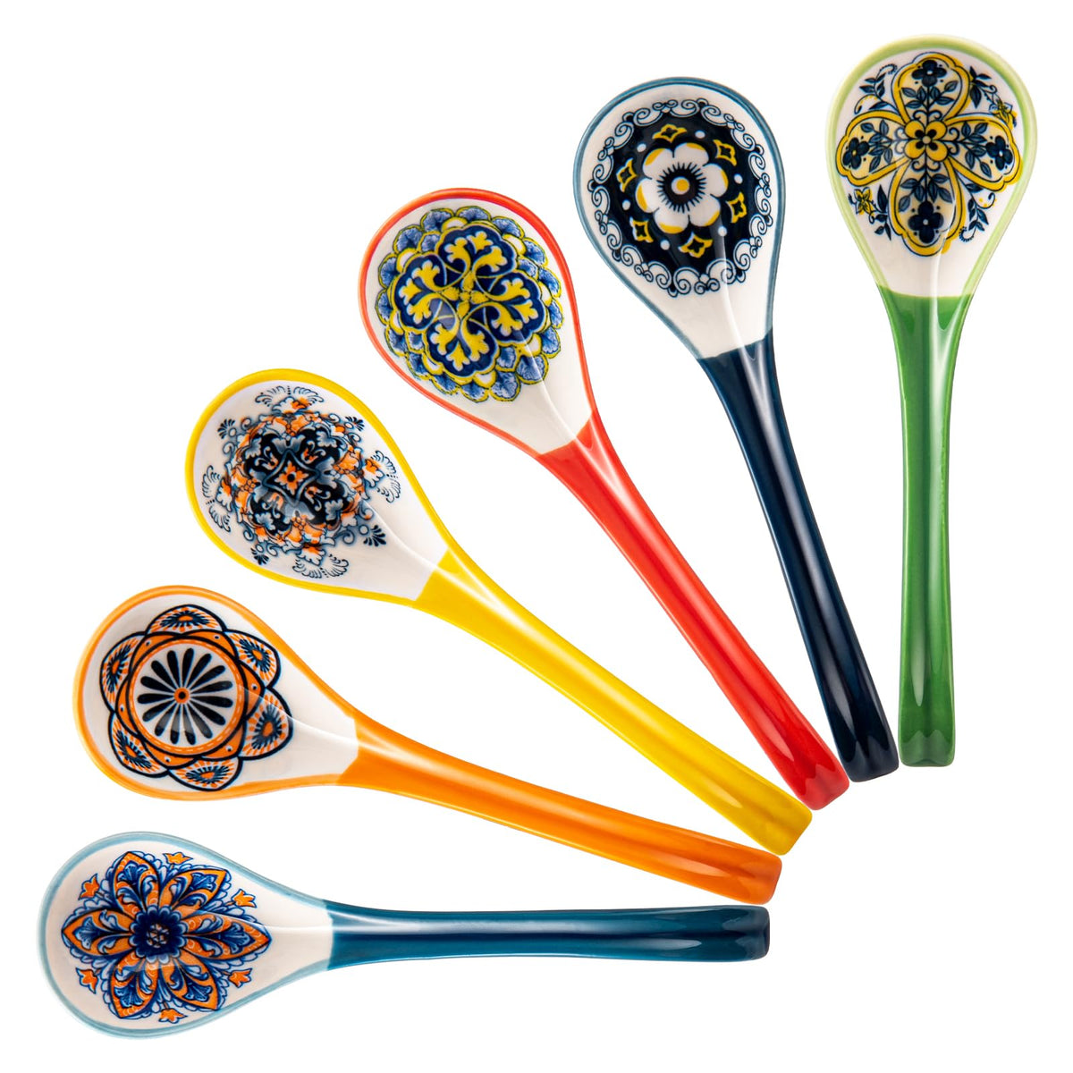 HENXFEN LEAD Asian soup spoon set, Boho design, adds color to ramen meals.