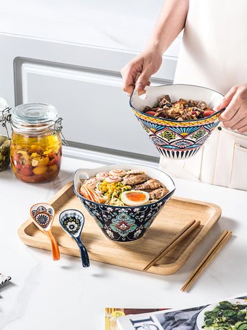 HENXFEN LEAD Boho-pattern bowl adds artistic charm to any table setting.