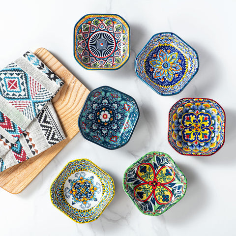 HENXFEN LEAD boho pattern dipping bowls collection adds style to meals.