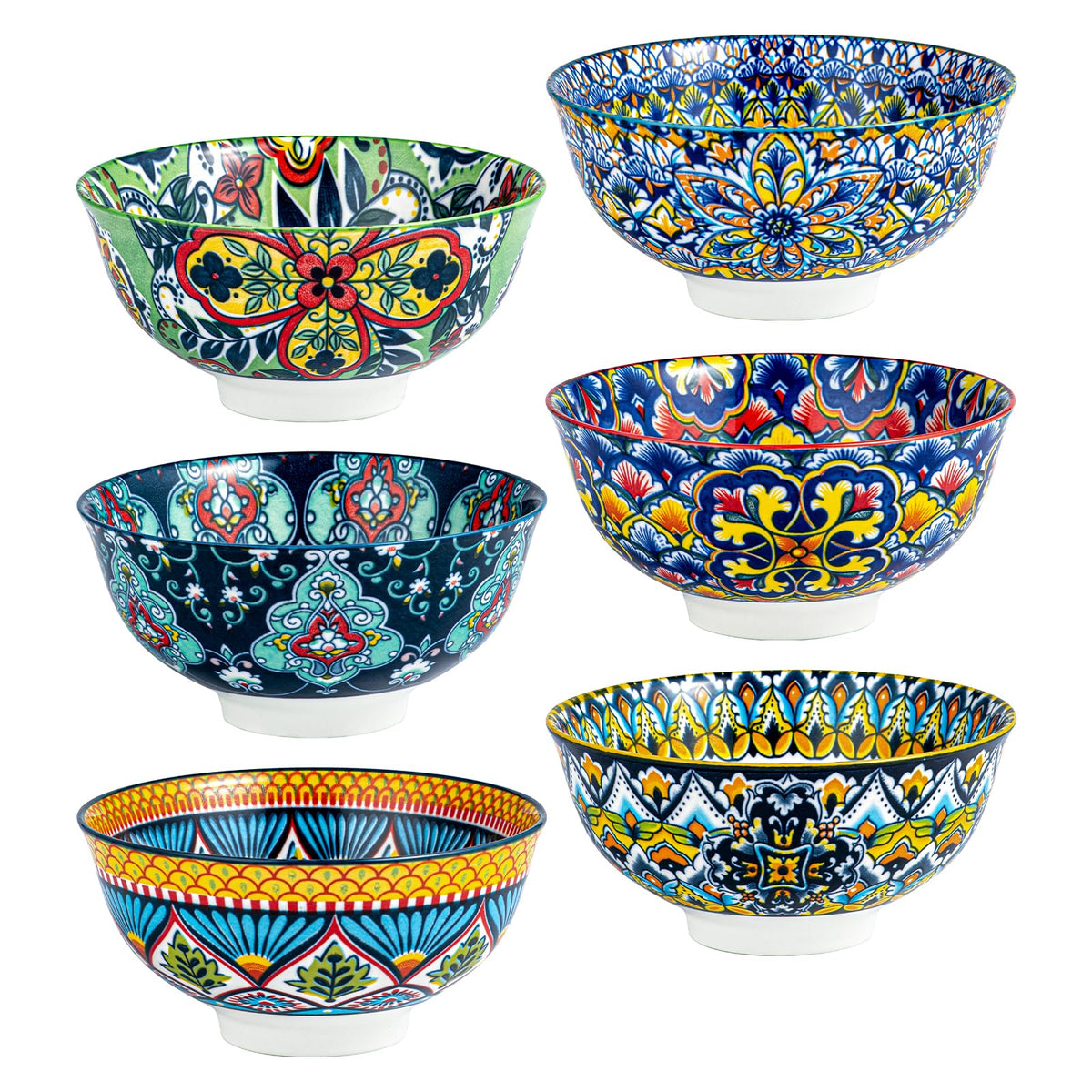 HENXFEN LEAD boho pattern inside-out bowls brighten breakfast routines.