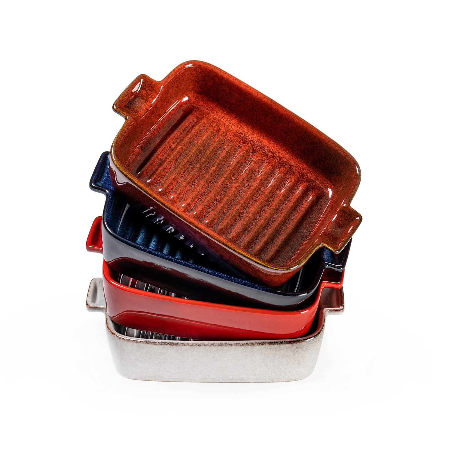 HENXFEN LEAD colorful casserole dishes with handles, ready for oven-to-table service.