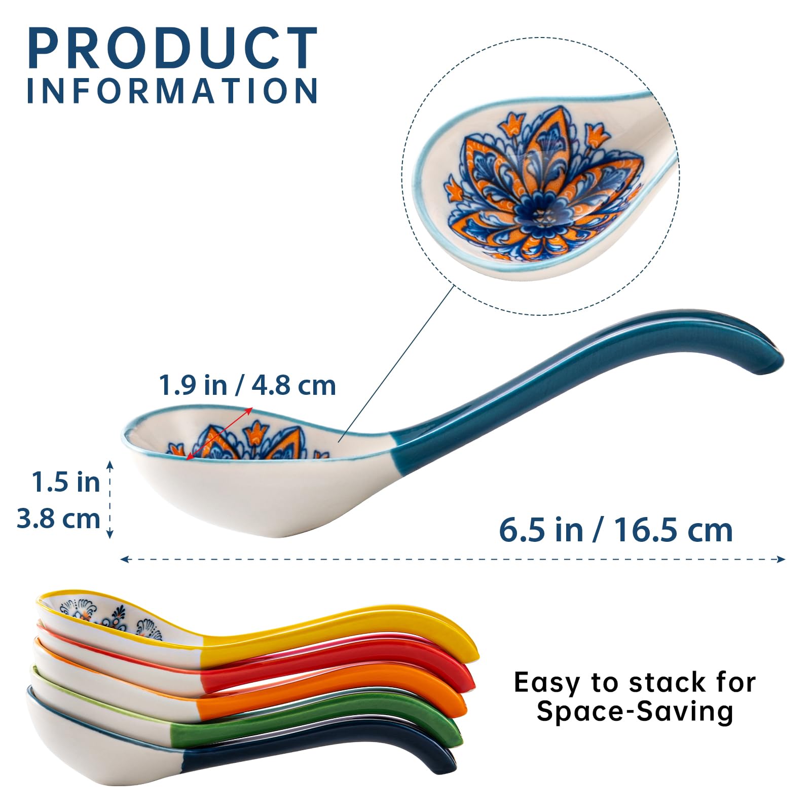 HENXFEN LEAD ramen spoon long handle for easy sipping.