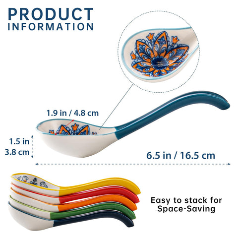 HENXFEN LEAD ramen spoon long handle for easy sipping.