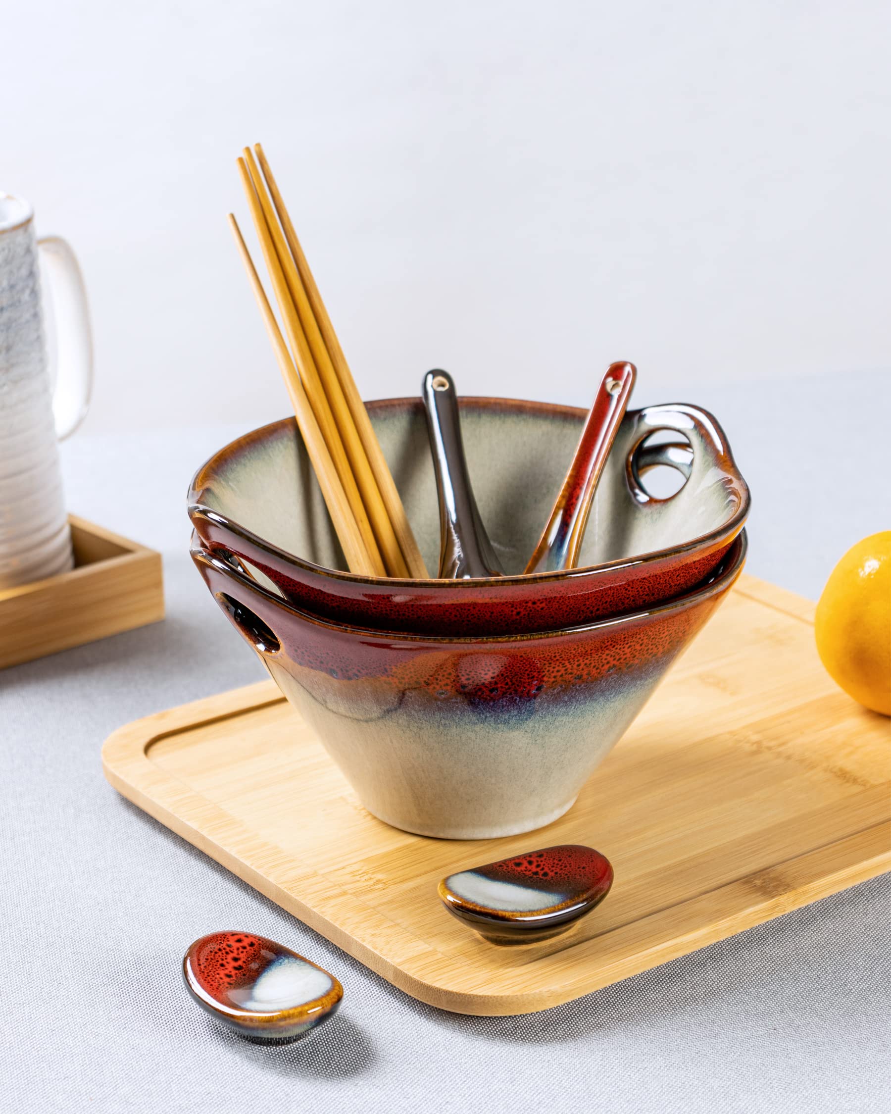 Henxfen Lead reactive glaze finish adds unique table appeal.