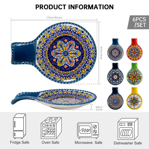 HENXFEN LEAD colorful pattern spoon rest brightens counter and catches drips