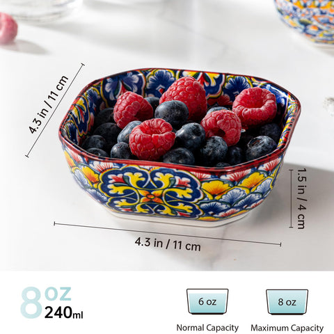 HENXFEN LEAD square ceramic bowls showcase vibrant Boho patterns for condiments and sides.